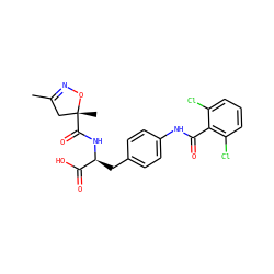 CC1=NO[C@](C)(C(=O)N[C@@H](Cc2ccc(NC(=O)c3c(Cl)cccc3Cl)cc2)C(=O)O)C1 ZINC000034883650