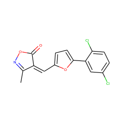 CC1=NOC(=O)/C1=C\c1ccc(-c2cc(Cl)ccc2Cl)o1 ZINC000013124905