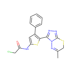 CC1=Nn2c(nnc2-c2sc(NC(=O)CCl)cc2-c2ccccc2)SC1 ZINC000028826984