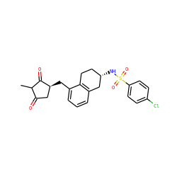 CC1C(=O)C[C@H](Cc2cccc3c2CC[C@H](NS(=O)(=O)c2ccc(Cl)cc2)C3)C1=O ZINC000299823537