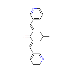 CC1C/C(=C\c2cccnc2)C(=O)/C(=C/c2cccnc2)C1 ZINC000003895370