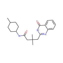 CC1CCC(NC(=O)CC(C)(C)Cc2nc3ccccc3c(=O)[nH]2)CC1 ZINC000008677602