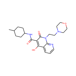 CC1CCC(NC(=O)c2c(O)c3cccnc3n(CCN3CCOCC3)c2=O)CC1 ZINC000299860600