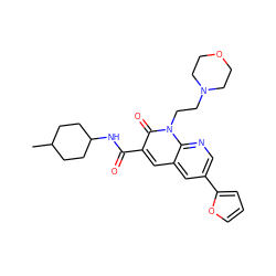 CC1CCC(NC(=O)c2cc3cc(-c4ccco4)cnc3n(CCN3CCOCC3)c2=O)CC1 ZINC000299840623