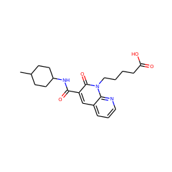 CC1CCC(NC(=O)c2cc3cccnc3n(CCCCC(=O)O)c2=O)CC1 ZINC000299832668