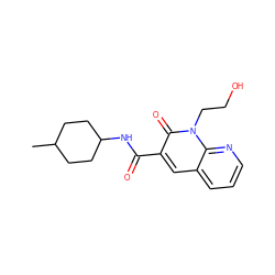 CC1CCC(NC(=O)c2cc3cccnc3n(CCO)c2=O)CC1 ZINC000299839190