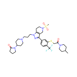 CC1CCN(C(=O)CSc2cc(-c3nn(CCCN4CCC(N5CCCC5=O)CC4)c4c3CN(S(C)(=O)=O)CC4)ccc2C(F)(F)F)CC1 ZINC000049793363