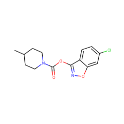 CC1CCN(C(=O)Oc2noc3cc(Cl)ccc23)CC1 ZINC000136581990