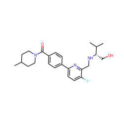 CC1CCN(C(=O)c2ccc(-c3ccc(F)c(CN[C@@H](CO)C(C)C)n3)cc2)CC1 ZINC000204420068