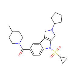 CC1CCN(C(=O)c2ccc3c(c2)c2c(n3S(=O)(=O)C3CC3)CN(C3CCCC3)C2)CC1 ZINC000028955253