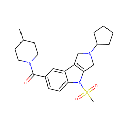 CC1CCN(C(=O)c2ccc3c(c2)c2c(n3S(C)(=O)=O)CN(C3CCCC3)C2)CC1 ZINC000028955208