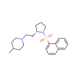 CC1CCN(CC[C@@H]2CCCN2S(=O)(=O)c2cccc3ccccc23)CC1 ZINC000013804475