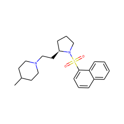 CC1CCN(CC[C@H]2CCCN2S(=O)(=O)c2cccc3ccccc23)CC1 ZINC000013531258