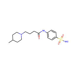 CC1CCN(CCCC(=O)Nc2ccc(S(N)(=O)=O)cc2)CC1 ZINC000028135395