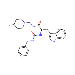 CC1CCN(CNC(=O)[C@H](Cc2c[nH]c3ccccc23)NC(=O)NCc2ccccc2)CC1 ZINC000026175348