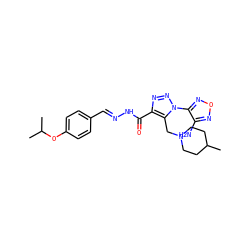 CC1CCN(Cc2c(C(=O)N/N=C/c3ccc(OC(C)C)cc3)nnn2-c2nonc2N)CC1 ZINC000015937018