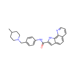 CC1CCN(Cc2ccc(NC(=O)c3cc4ccc5cccnc5c4[nH]3)cc2)CC1 ZINC000020575519