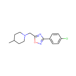 CC1CCN(Cc2nc(-c3ccc(Cl)cc3)no2)CC1 ZINC000000137860