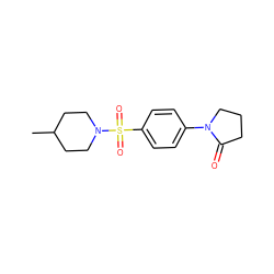 CC1CCN(S(=O)(=O)c2ccc(N3CCCC3=O)cc2)CC1 ZINC000012001860