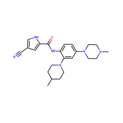 CC1CCN(c2cc(N3CCN(C)CC3)ccc2NC(=O)c2cc(C#N)c[nH]2)CC1 ZINC000029039424