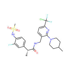 CC1CCN(c2nc(C(F)(F)Cl)ccc2CNC(=O)[C@H](C)c2ccc(NS(C)(=O)=O)c(F)c2)CC1 ZINC000147682356