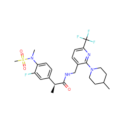 CC1CCN(c2nc(C(F)(F)F)ccc2CNC(=O)[C@@H](C)c2ccc(N(C)S(C)(=O)=O)c(F)c2)CC1 ZINC000138153763