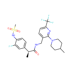 CC1CCN(c2nc(C(F)(F)F)ccc2CNC(=O)[C@@H](C)c2ccc(NS(C)(=O)=O)c(F)c2)CC1 ZINC000060328840