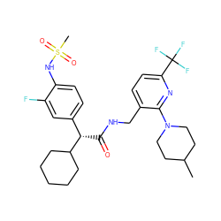 CC1CCN(c2nc(C(F)(F)F)ccc2CNC(=O)[C@@H](c2ccc(NS(C)(=O)=O)c(F)c2)C2CCCCC2)CC1 ZINC000204119008