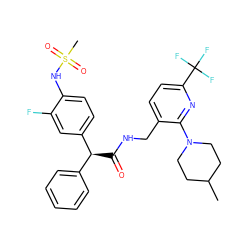 CC1CCN(c2nc(C(F)(F)F)ccc2CNC(=O)[C@@H](c2ccccc2)c2ccc(NS(C)(=O)=O)c(F)c2)CC1 ZINC000138722739