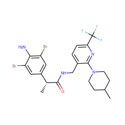 CC1CCN(c2nc(C(F)(F)F)ccc2CNC(=O)[C@H](C)c2cc(Br)c(N)c(Br)c2)CC1 ZINC000118199480