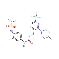 CC1CCN(c2nc(C(F)(F)F)ccc2CNC(=O)[C@H](C)c2ccc(NS(=O)(=O)C(C)C)c(F)c2)CC1 ZINC000145769636