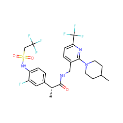 CC1CCN(c2nc(C(F)(F)F)ccc2CNC(=O)[C@H](C)c2ccc(NS(=O)(=O)CC(F)(F)F)c(F)c2)CC1 ZINC000146267494