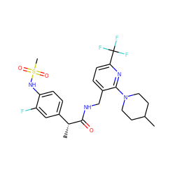 CC1CCN(c2nc(C(F)(F)F)ccc2CNC(=O)[C@H](C)c2ccc(NS(C)(=O)=O)c(F)c2)CC1 ZINC000060328841