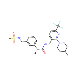 CC1CCN(c2nc(C(F)(F)F)ccc2CNC(=O)[C@H](C)c2cccc(CNS(C)(=O)=O)c2)CC1 ZINC000169703308