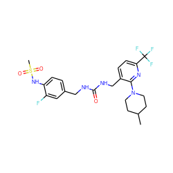 CC1CCN(c2nc(C(F)(F)F)ccc2CNC(=O)NCc2ccc(NS(C)(=O)=O)c(F)c2)CC1 ZINC000653873013