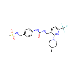 CC1CCN(c2nc(C(F)(F)F)ccc2CNC(=O)Nc2ccc(CNS(C)(=O)=O)cc2)CC1 ZINC000169703313