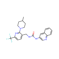 CC1CCN(c2nc(C(F)(F)F)ccc2CNC(=O)Nc2cnc3ccccc3c2)CC1 ZINC000145810936