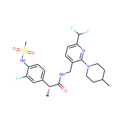 CC1CCN(c2nc(C(F)F)ccc2CNC(=O)[C@H](C)c2ccc(NS(C)(=O)=O)c(F)c2)CC1 ZINC000145929440