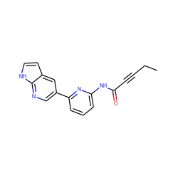 CCC#CC(=O)Nc1cccc(-c2cnc3[nH]ccc3c2)n1 ZINC000221108913