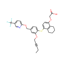 CCC#CCOc1cc(COc2ccc(C(F)(F)F)cn2)ccc1Sc1ccc(OCC(=O)O)c2c1CCCC2 ZINC000042807859