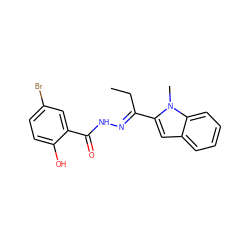 CCC(=NNC(=O)c1cc(Br)ccc1O)c1cc2ccccc2n1C ZINC000254133091