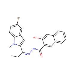 CCC(=NNC(=O)c1cc2ccccc2cc1O)c1cc2cc(Br)ccc2n1C ZINC000254085975