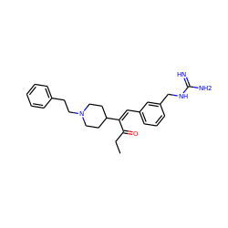 CCC(=O)/C(=C\c1cccc(CNC(=N)N)c1)C1CCN(CCc2ccccc2)CC1 ZINC000049068206