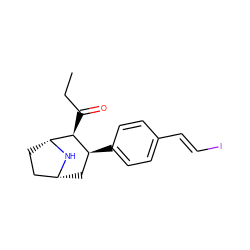 CCC(=O)[C@H]1[C@@H](c2ccc(/C=C/I)cc2)C[C@@H]2CC[C@H]1N2 ZINC000013439771