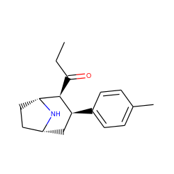 CCC(=O)[C@H]1[C@@H](c2ccc(C)cc2)C[C@@H]2CC[C@H]1N2 ZINC000013756665