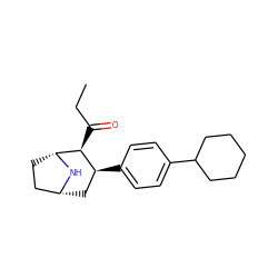 CCC(=O)[C@H]1[C@@H](c2ccc(C3CCCCC3)cc2)C[C@@H]2CC[C@H]1N2 ZINC000013756673