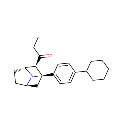 CCC(=O)[C@H]1[C@@H](c2ccc(C3CCCCC3)cc2)C[C@H]2CC[C@H]1N2C ZINC000100771887