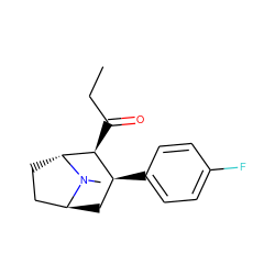 CCC(=O)[C@H]1[C@@H](c2ccc(F)cc2)C[C@H]2CC[C@H]1N2C ZINC000100741962