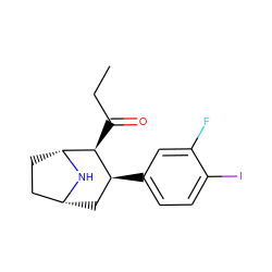 CCC(=O)[C@H]1[C@@H](c2ccc(I)c(F)c2)C[C@@H]2CC[C@H]1N2 ZINC000013439757