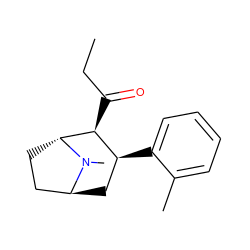 CCC(=O)[C@H]1[C@@H](c2ccccc2C)C[C@H]2CC[C@H]1N2C ZINC000100741948